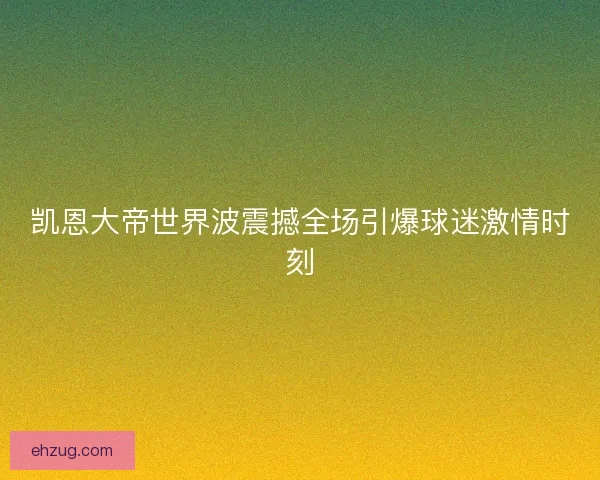 凯恩大帝世界波震撼全场引爆球迷激情时刻