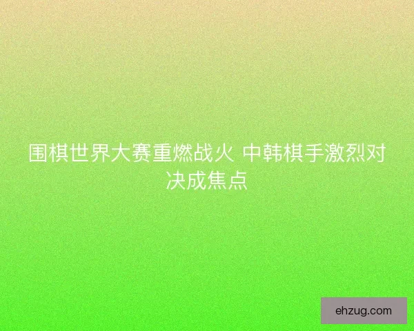 围棋世界大赛重燃战火 中韩棋手激烈对决成焦点