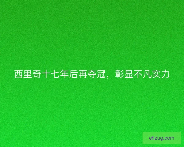 西里奇十七年后再夺冠,彰显不凡实力 西里奇十七年后再夺冠,彰显不凡实力